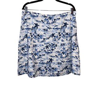 J. Jill Womens Blue & White Tropical Print A-Line Skirt Size M